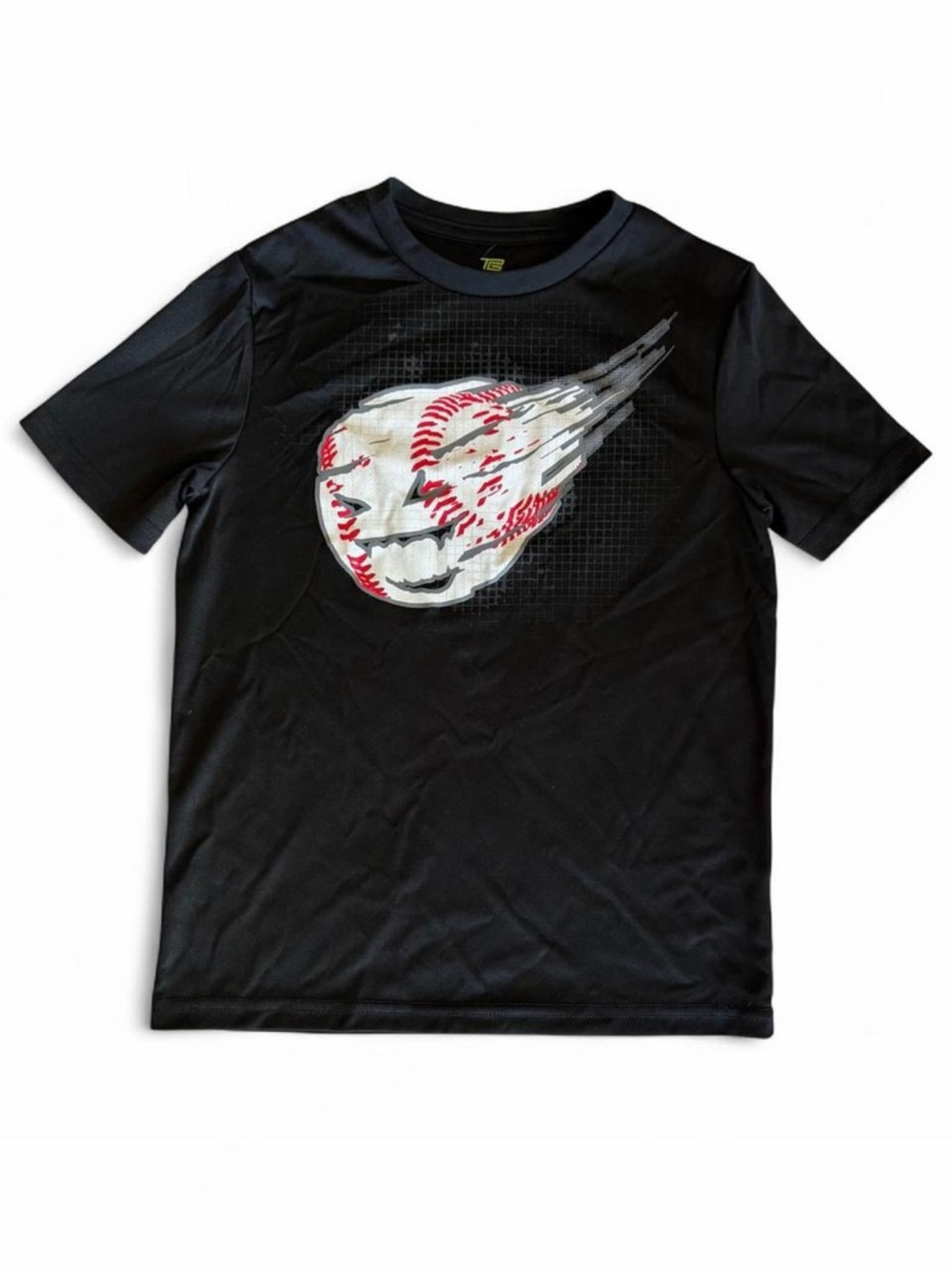 Tek Gear Boys Performance Graphic Baseball Tee - Size M (10/12) Black